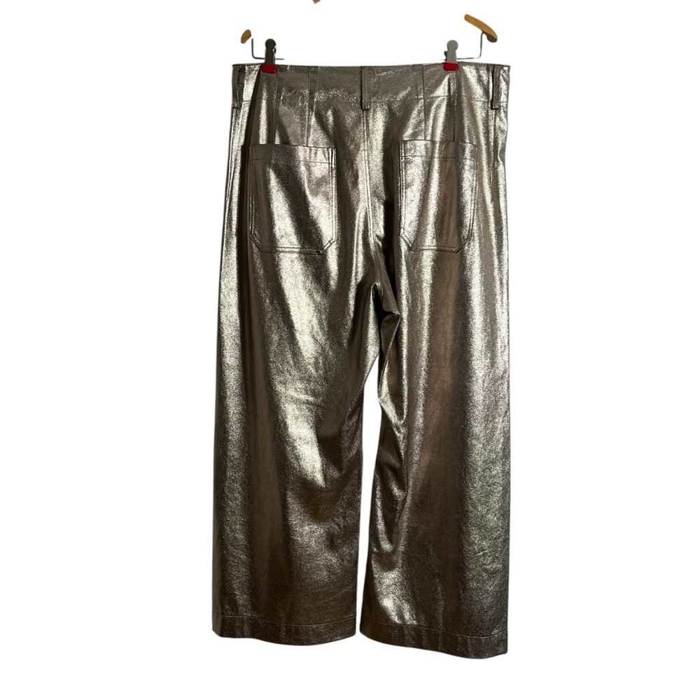 MAEVE x ANTHROPOLOGIE The Colette Metallic Faux Leather Cropped Wide-Leg Pants - Picture 4 of 11